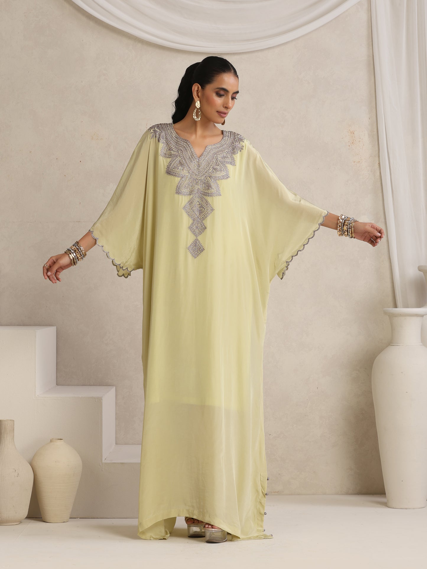 Afsana Pista Green Kaftan Set
