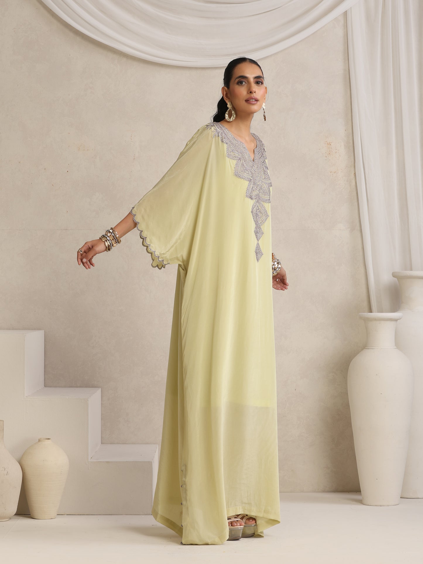 Afsana Pista Green Kaftan Set