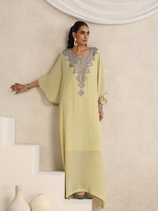 Afsana Pista Green Kaftan Set