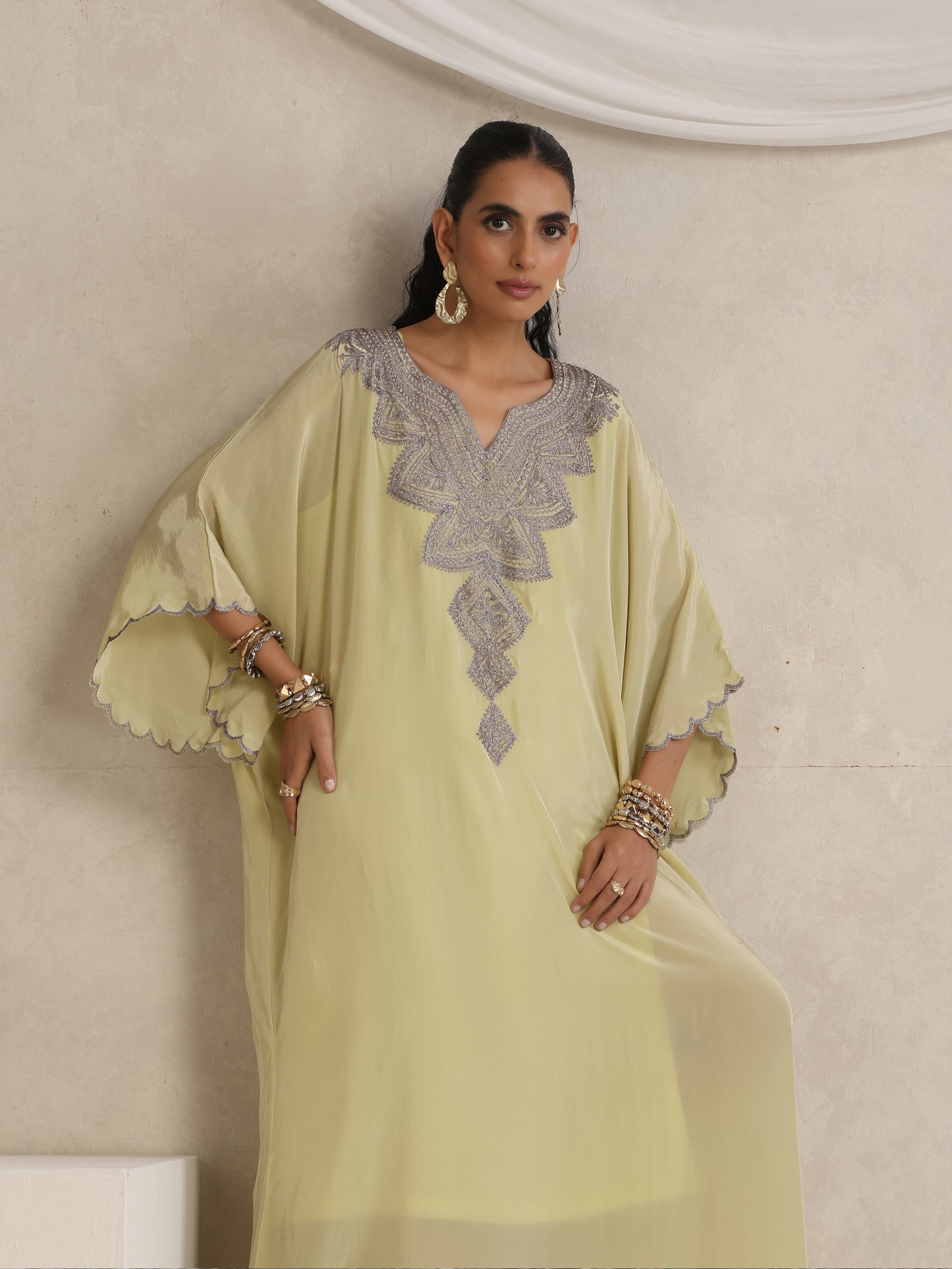 Afsana Pista Green Kaftan Set