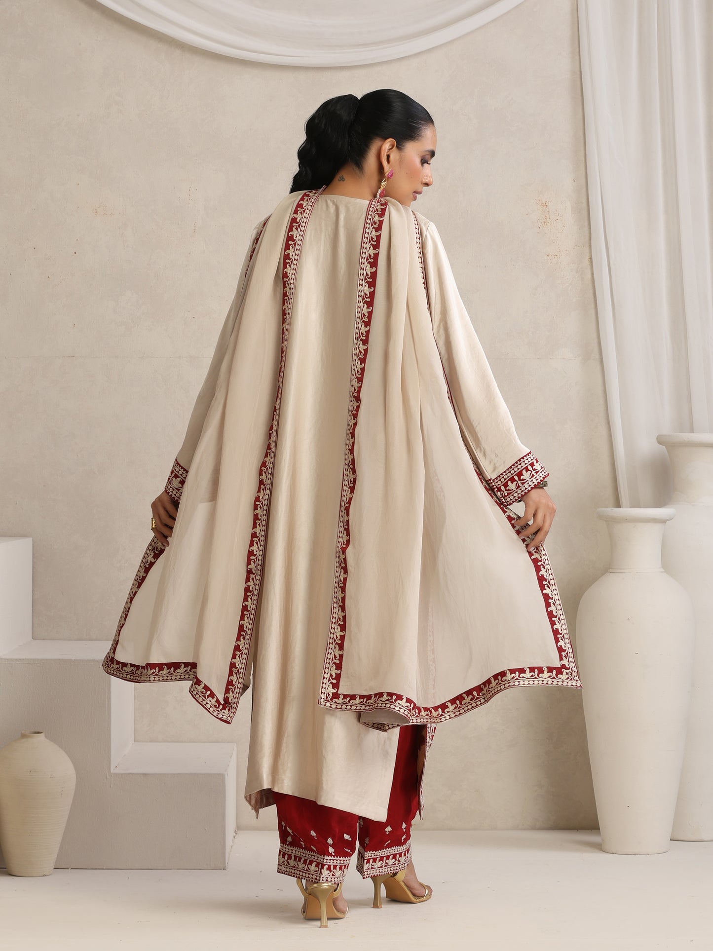 Afsana Off-White & Red Suit Set