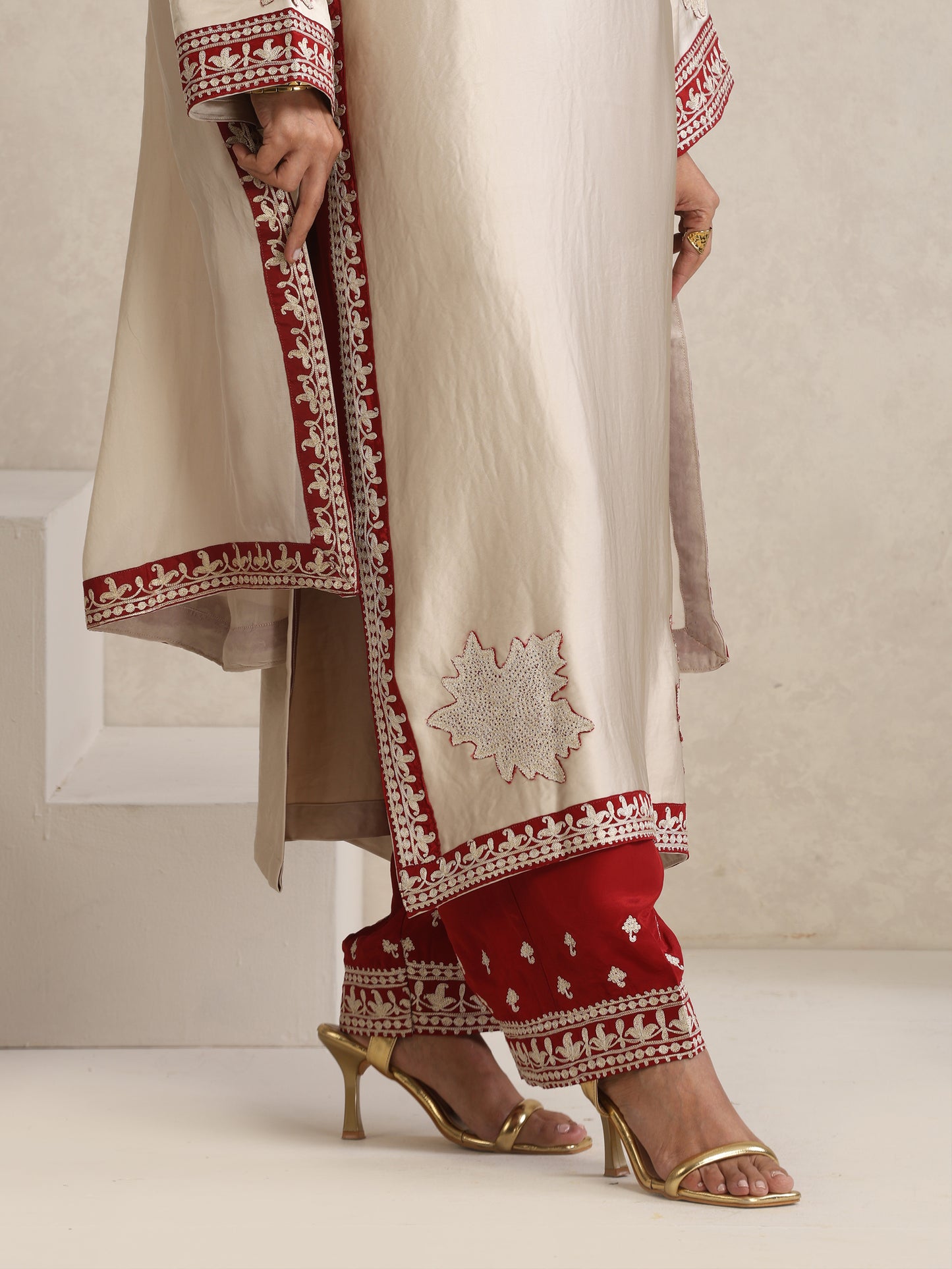 Afsana Off-White & Red Suit Set