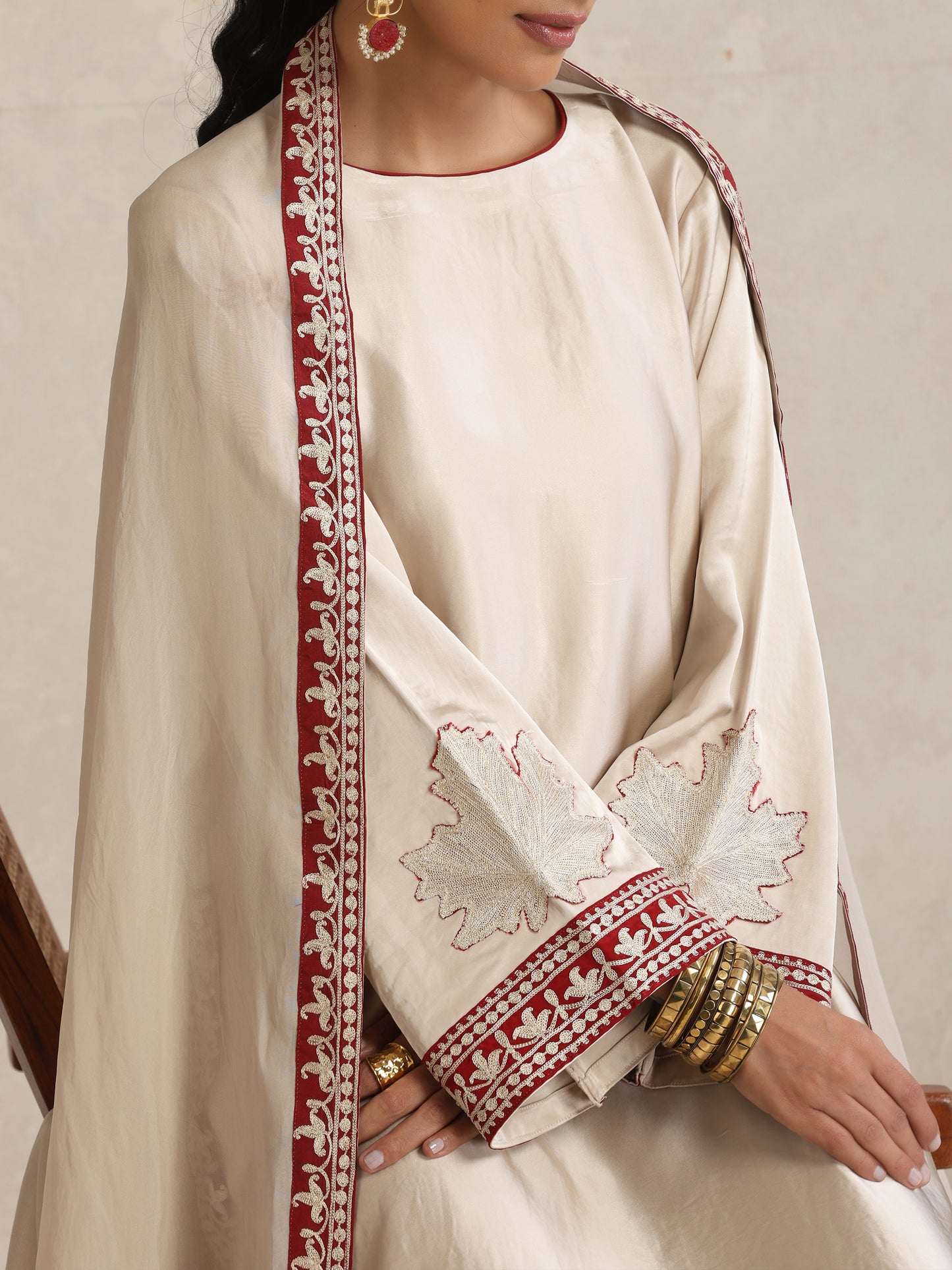 Afsana Off-White & Red Suit Set