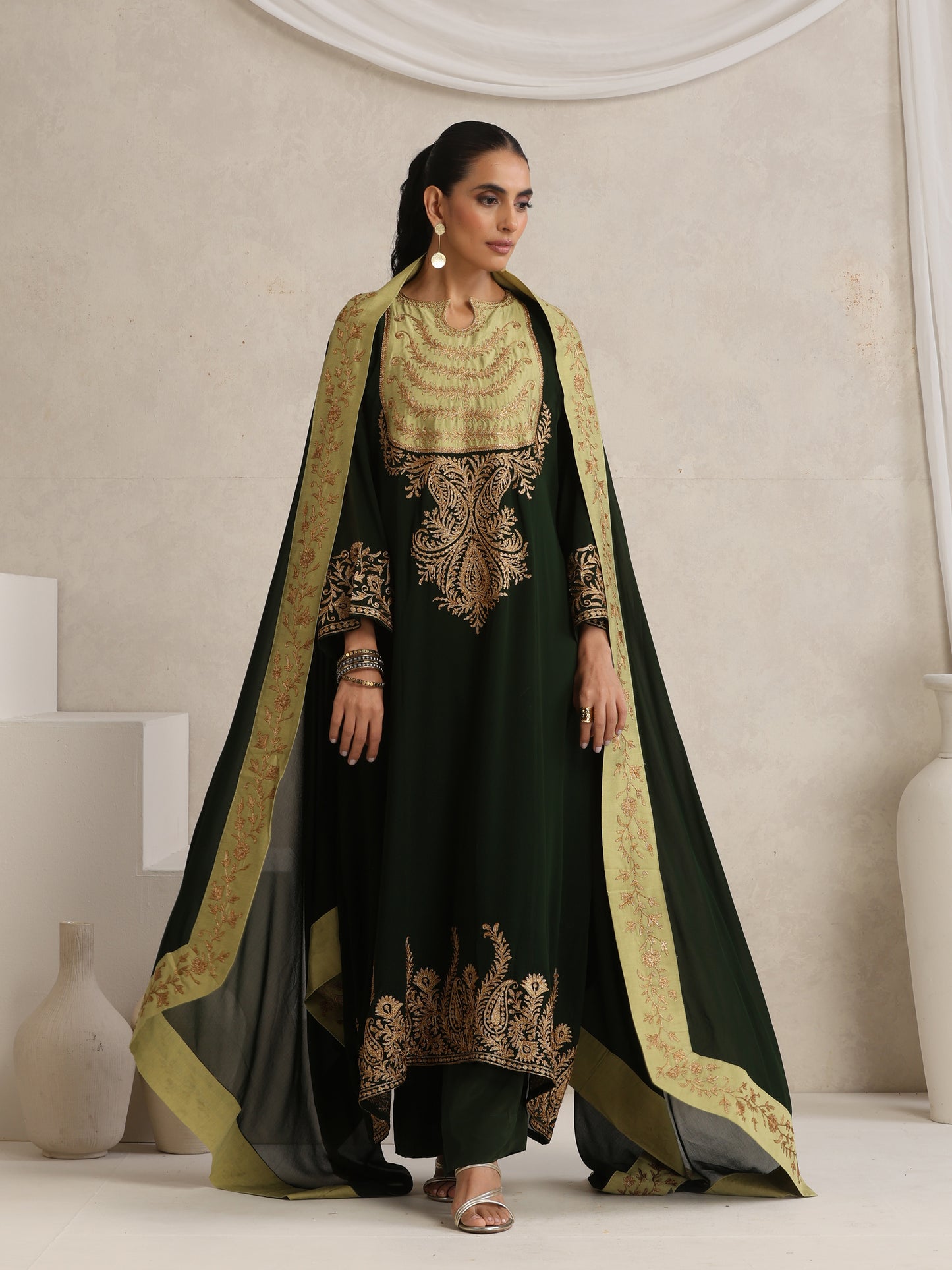 Afsana Green Embroidered Suit Set