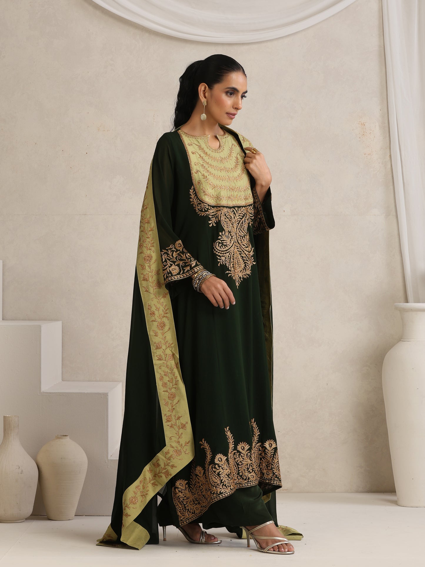 Afsana Green Embroidered Suit Set
