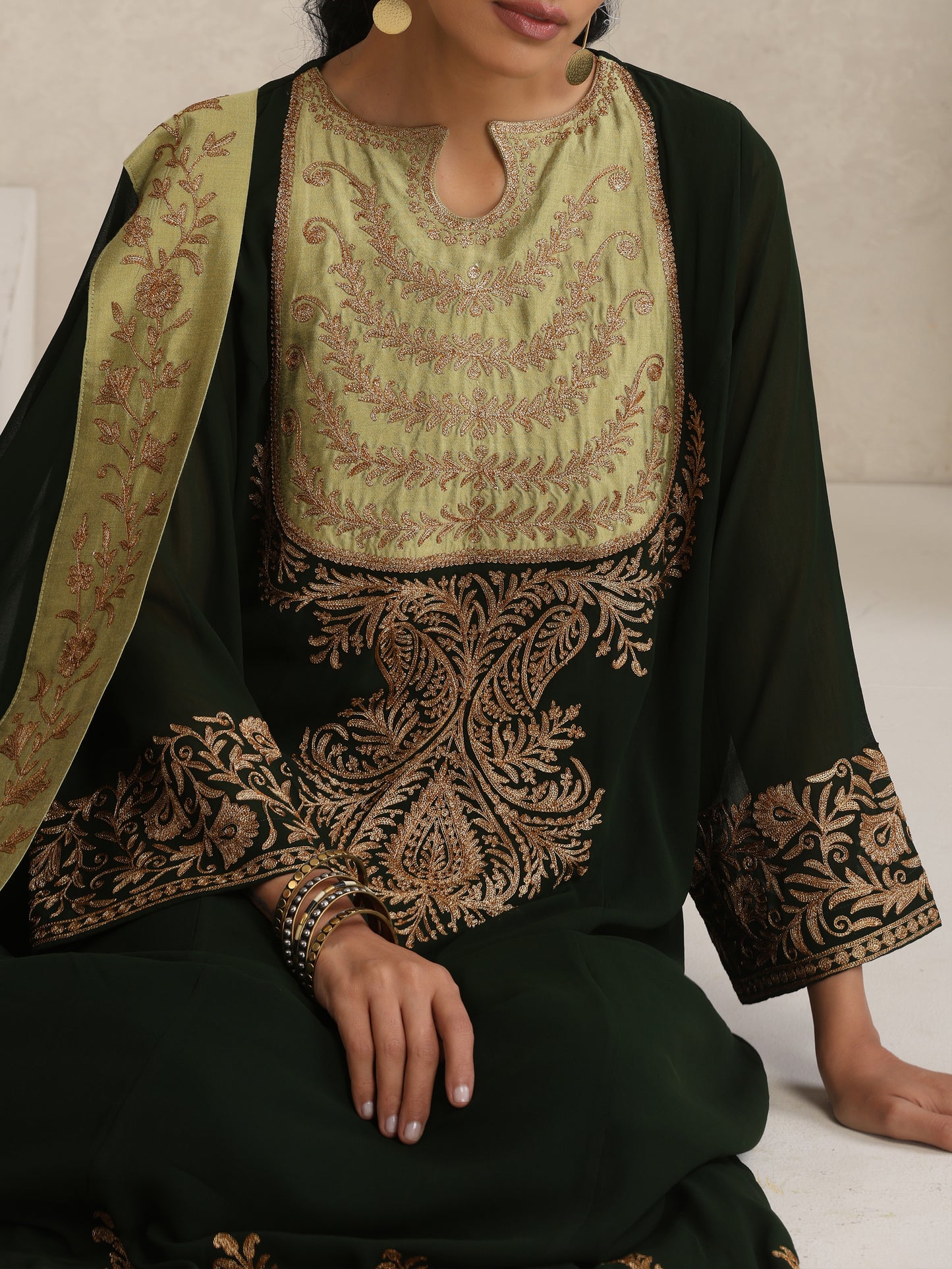 Afsana Green Embroidered Suit Set