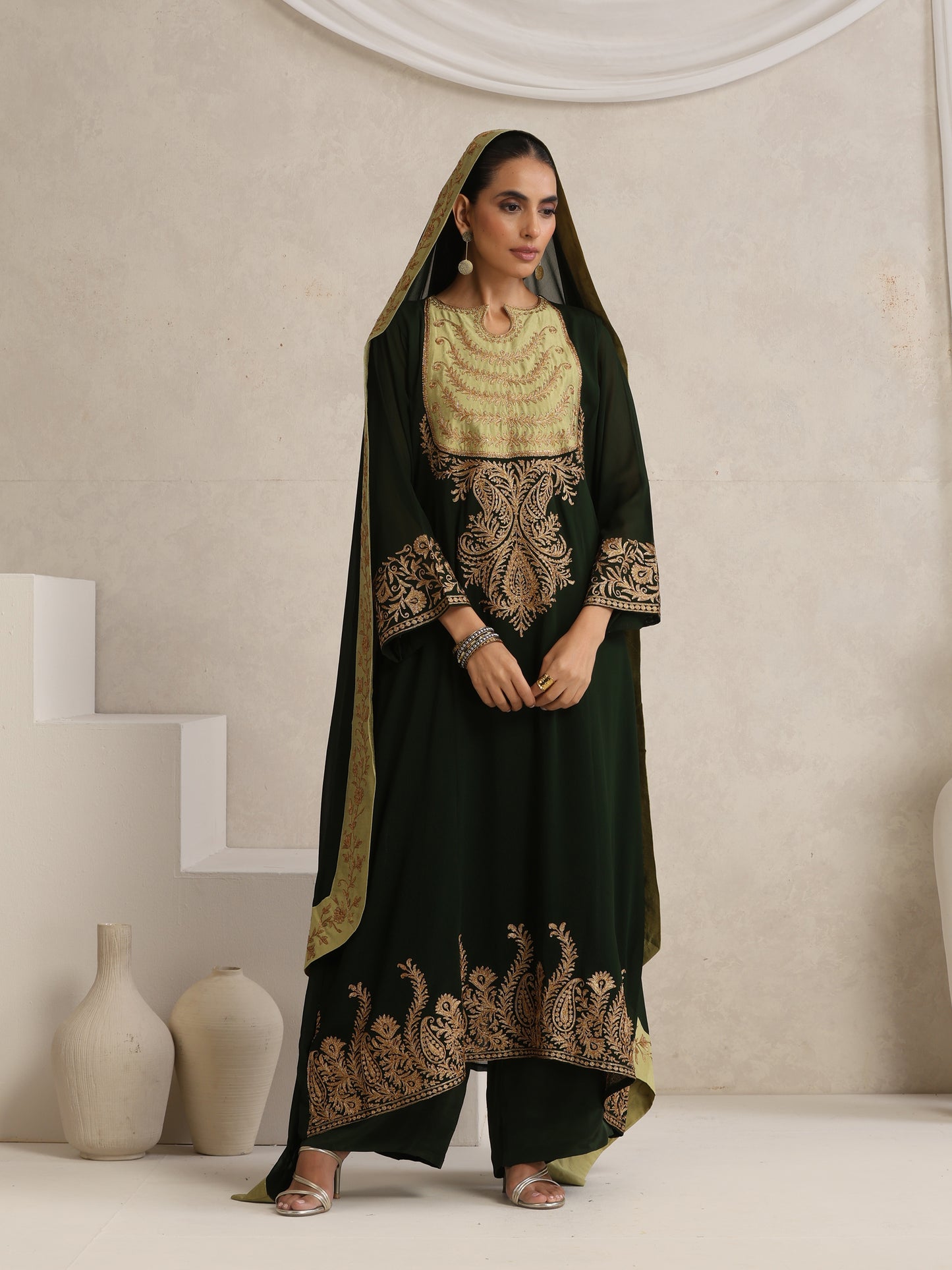 Afsana Green Embroidered Suit Set