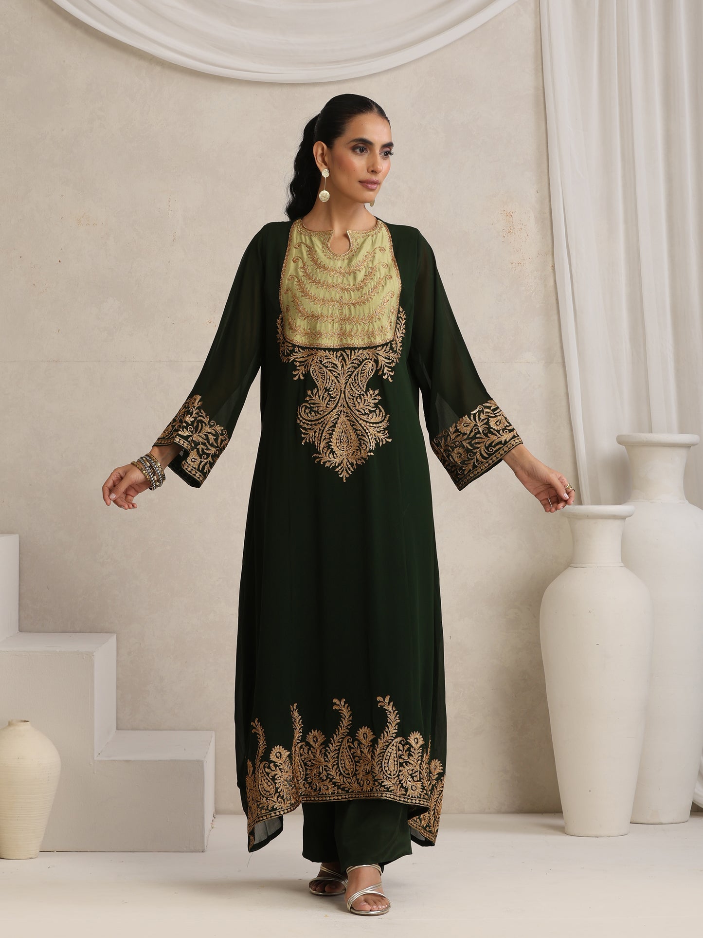 Afsana Green Embroidered Suit Set
