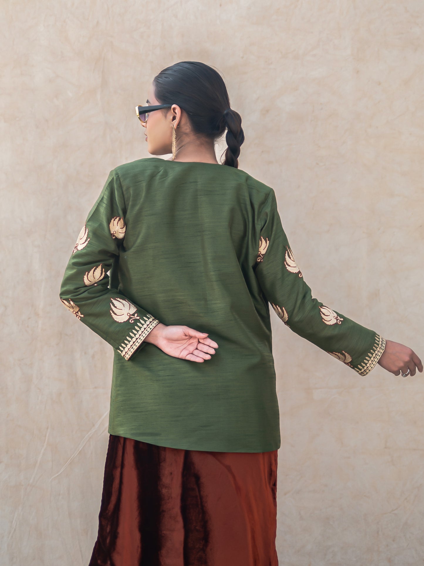 Zoon Rust & Mehandi Green Jacket Set