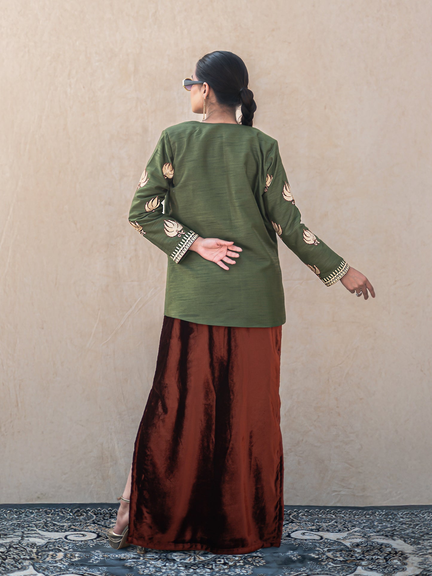 Zoon Rust & Mehandi Green Jacket Set