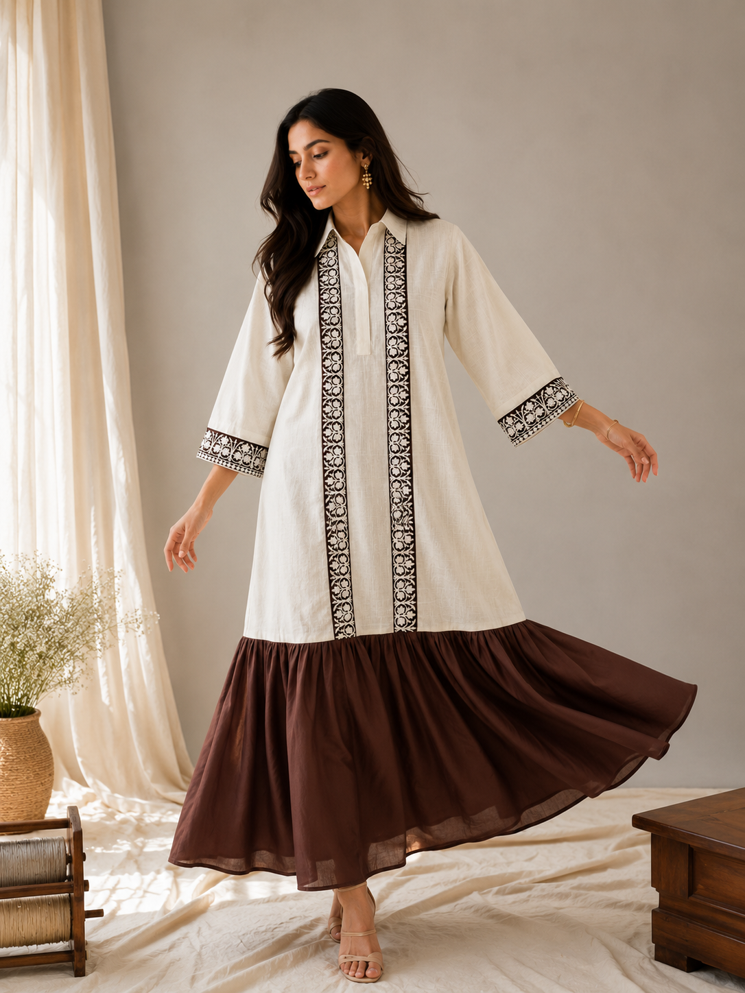 Sehar Off-White & Brown Dress