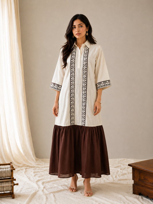 Sehar Off-White & Brown Dress