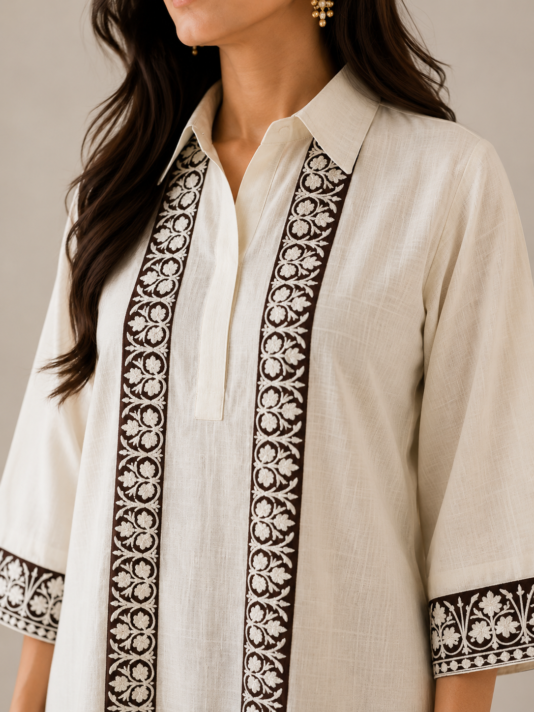 Sehar Off-White & Brown Dress