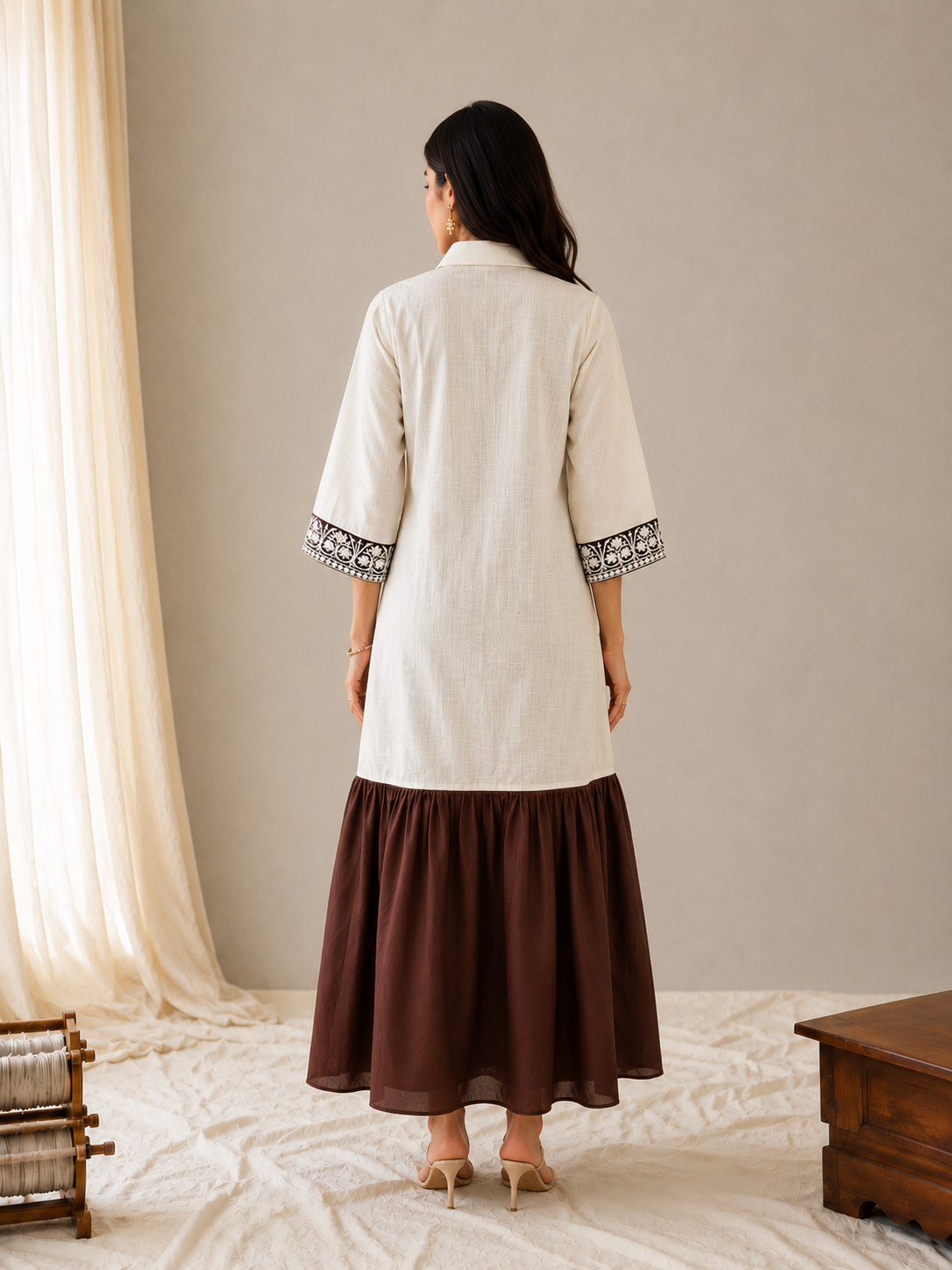 Sehar Off-White & Brown Dress