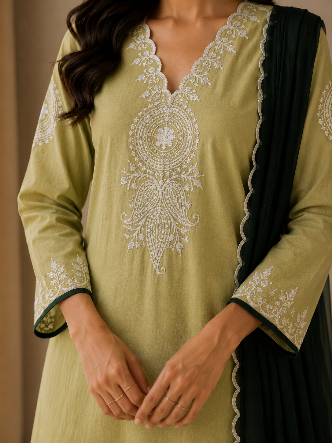 Sehar Olive Green & Green Suit Set