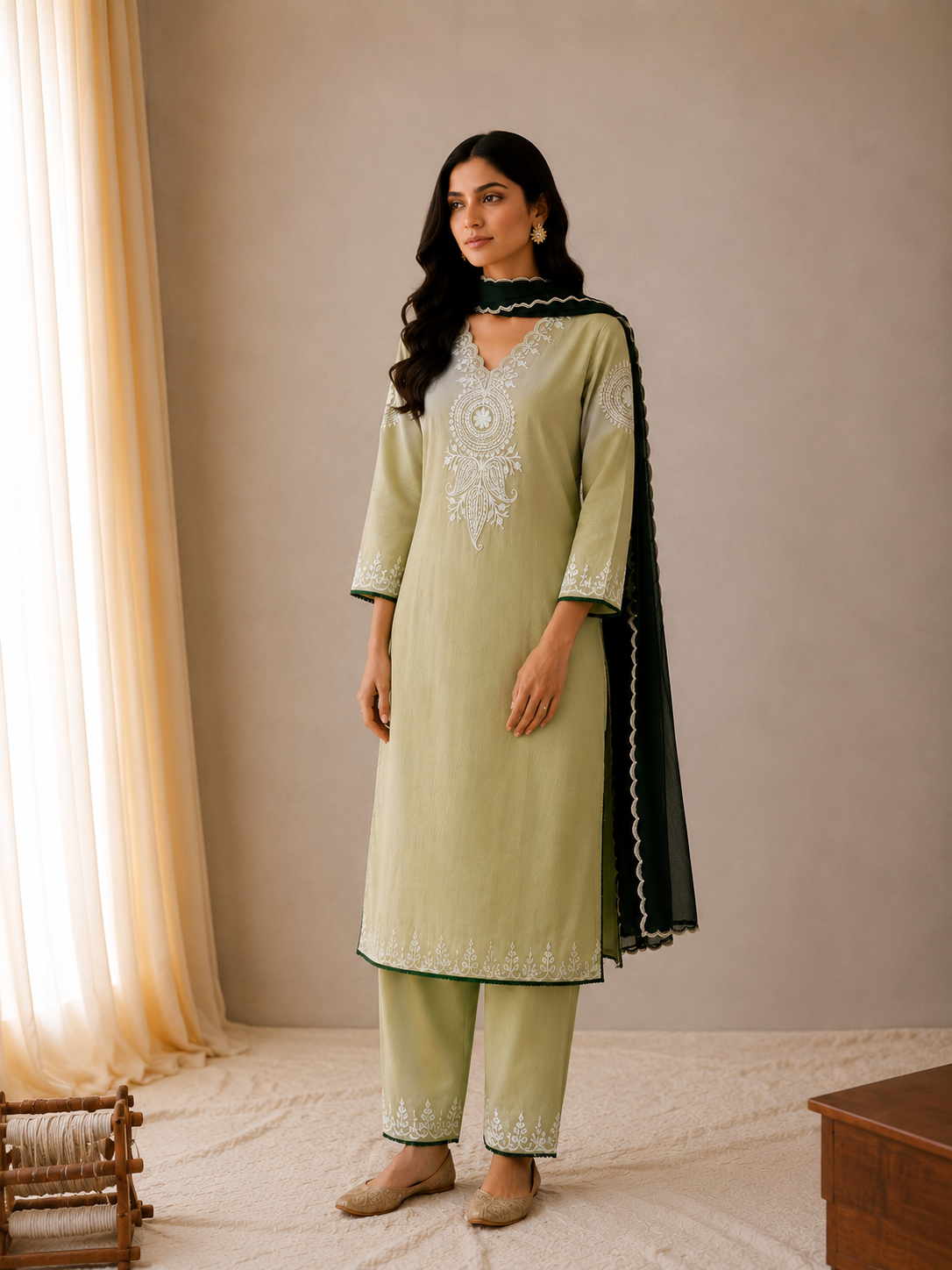 Sehar Olive Green & Green Suit Set