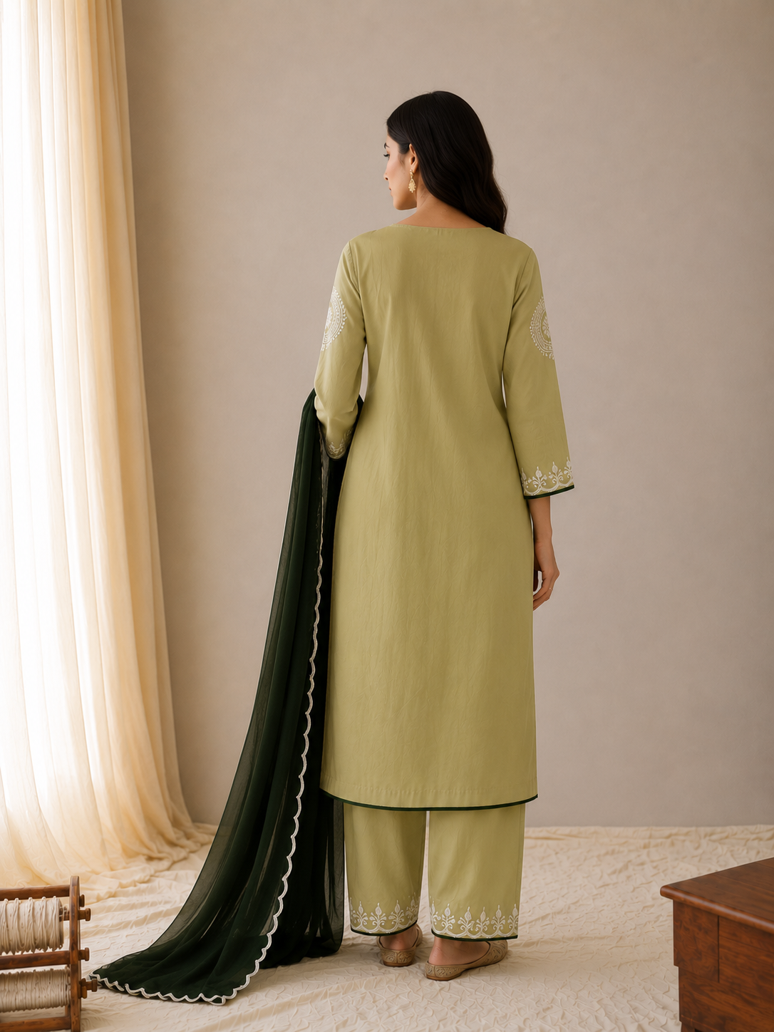 Sehar Olive Green & Green Suit Set
