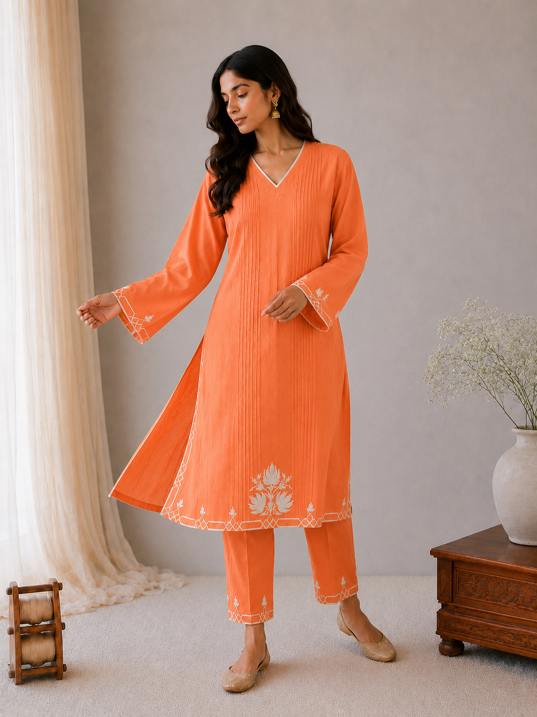 Sehar Orange Suit Set