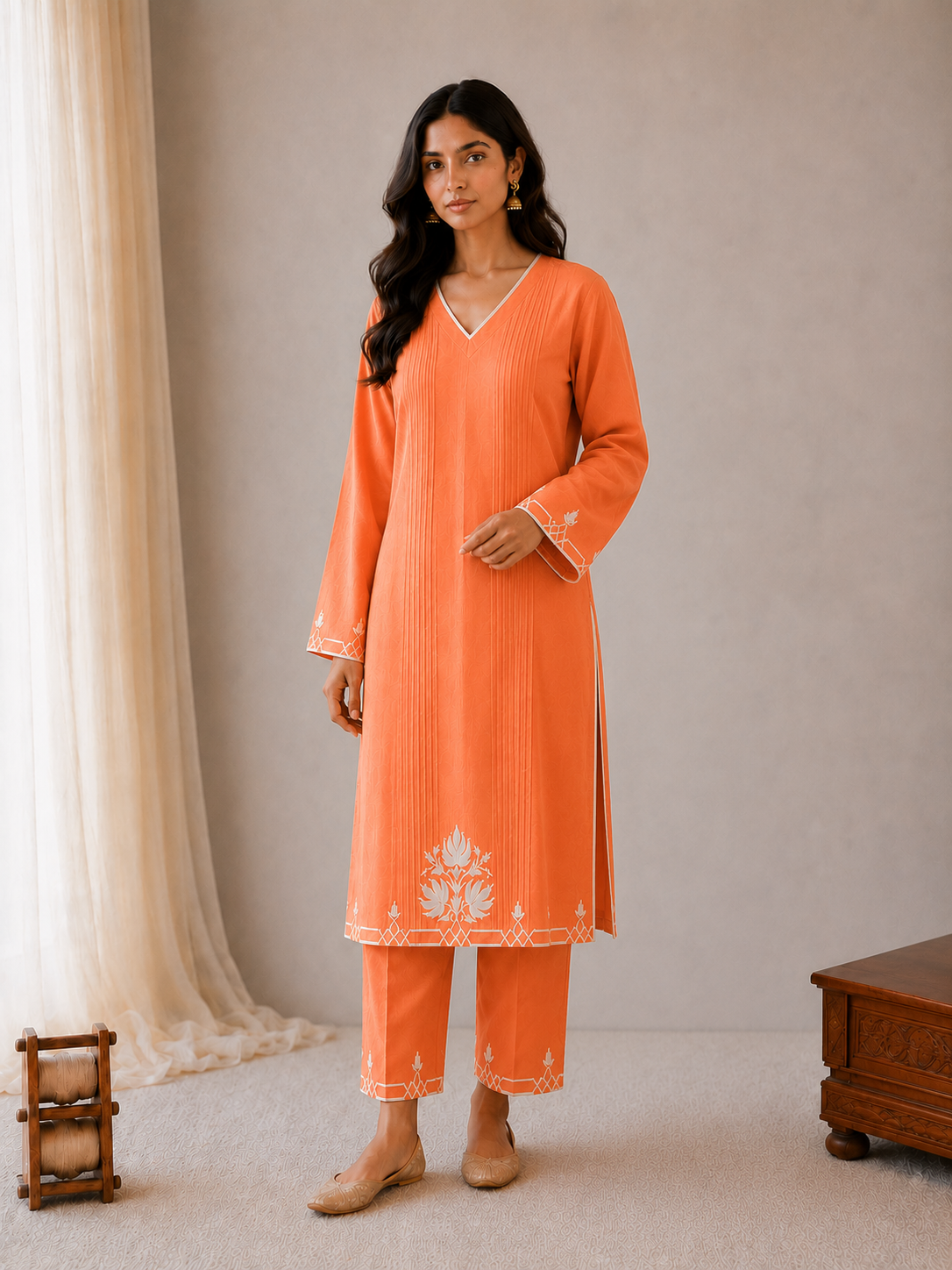 Sehar Orange Suit Set