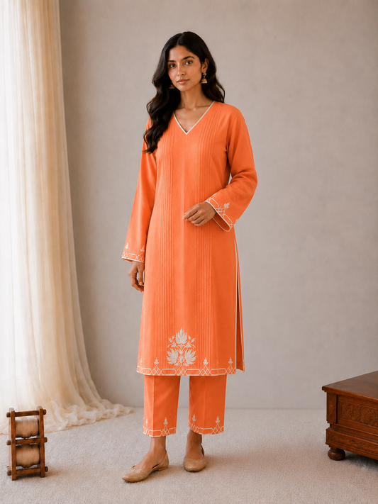Sehar Orange Suit Set