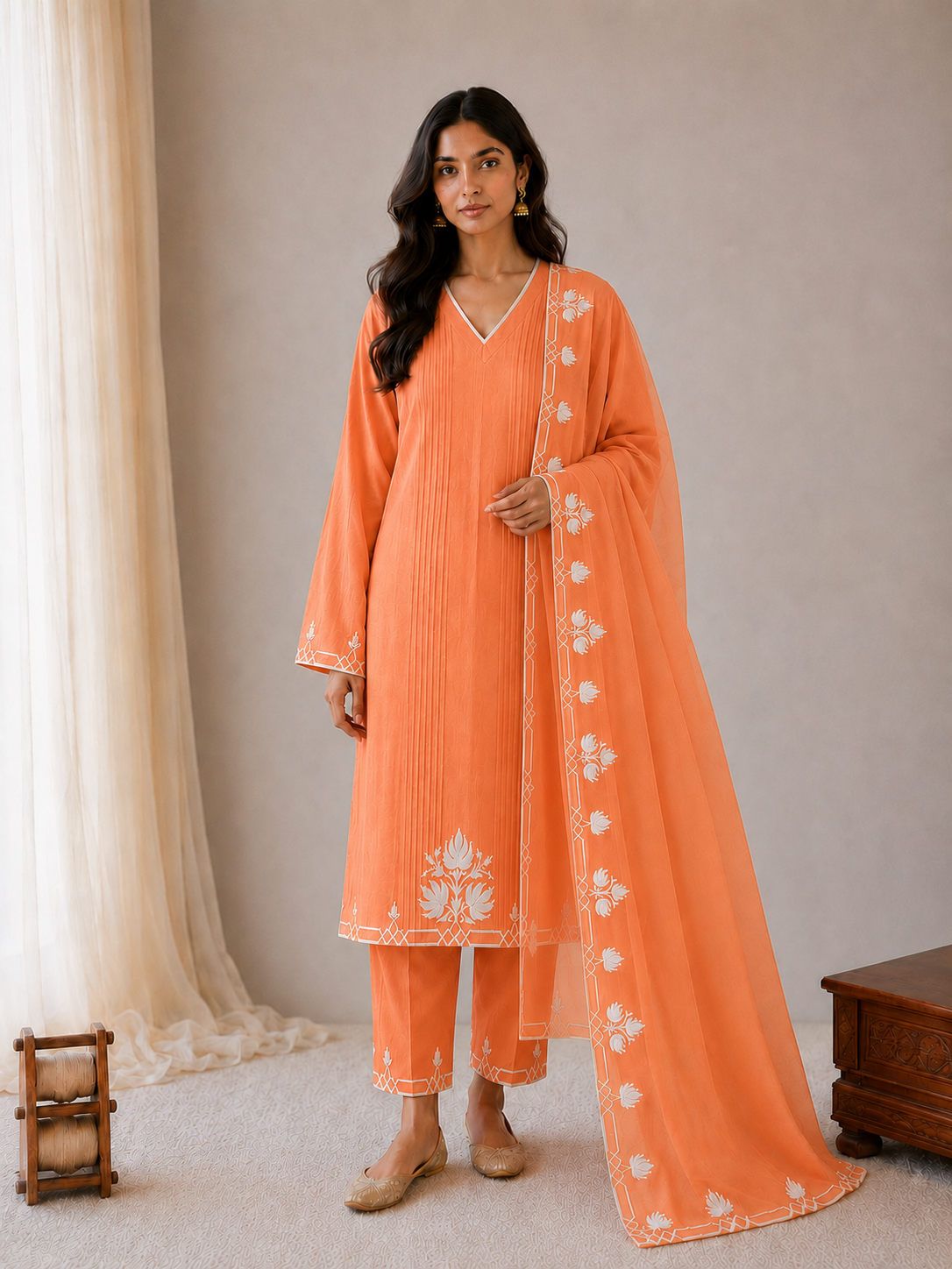 Sehar Orange Suit Set