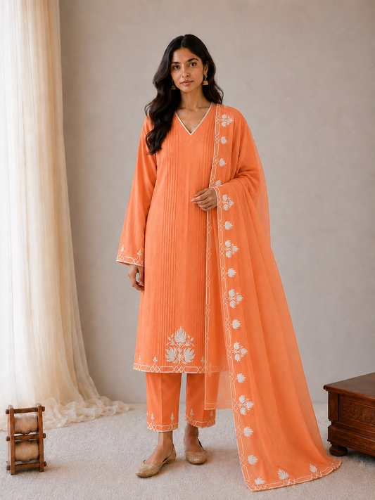 Sehar Orange Suit Set
