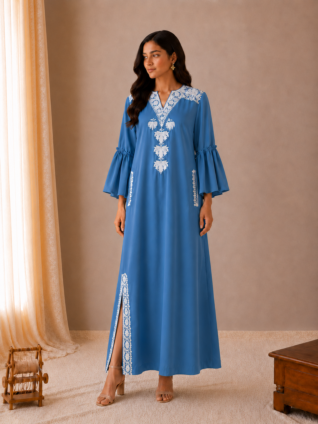 Sehar Blue Linen Dress