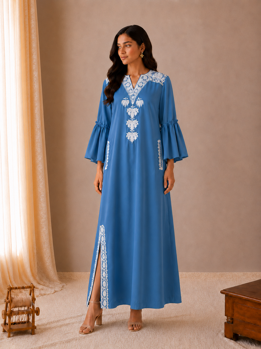 Sehar Blue Linen Dress