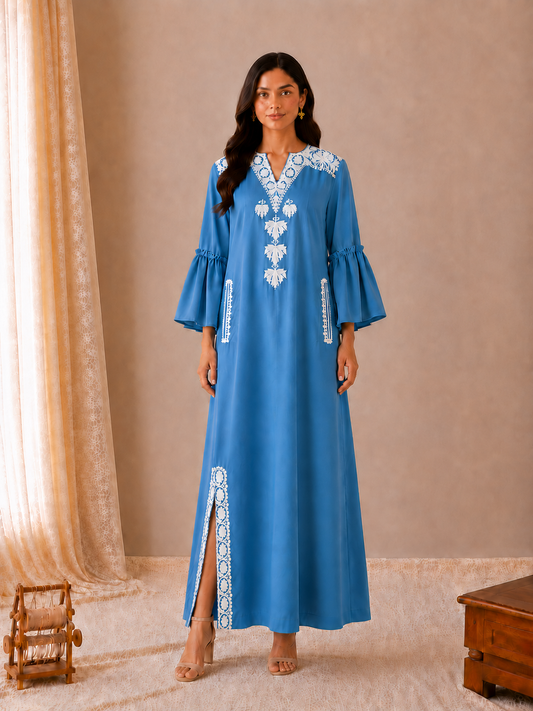 Sehar Blue Linen Dress