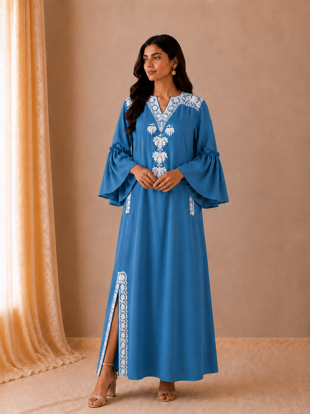 Sehar Blue Linen Dress