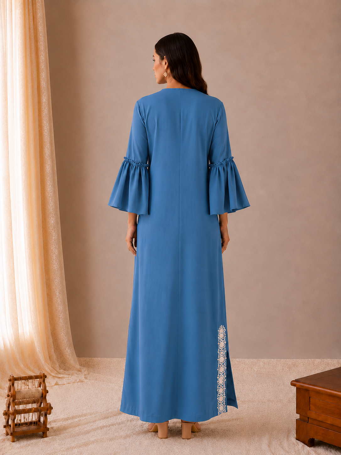 Sehar Blue Linen Dress