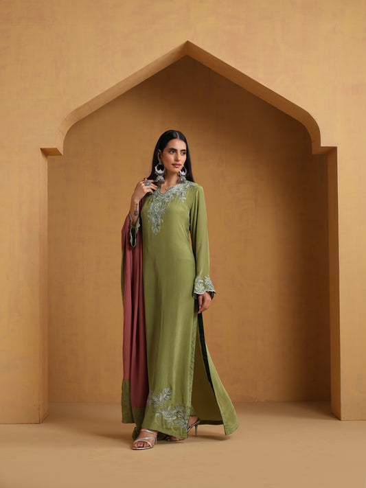 Sehar Green & Dust Pink Suit Set