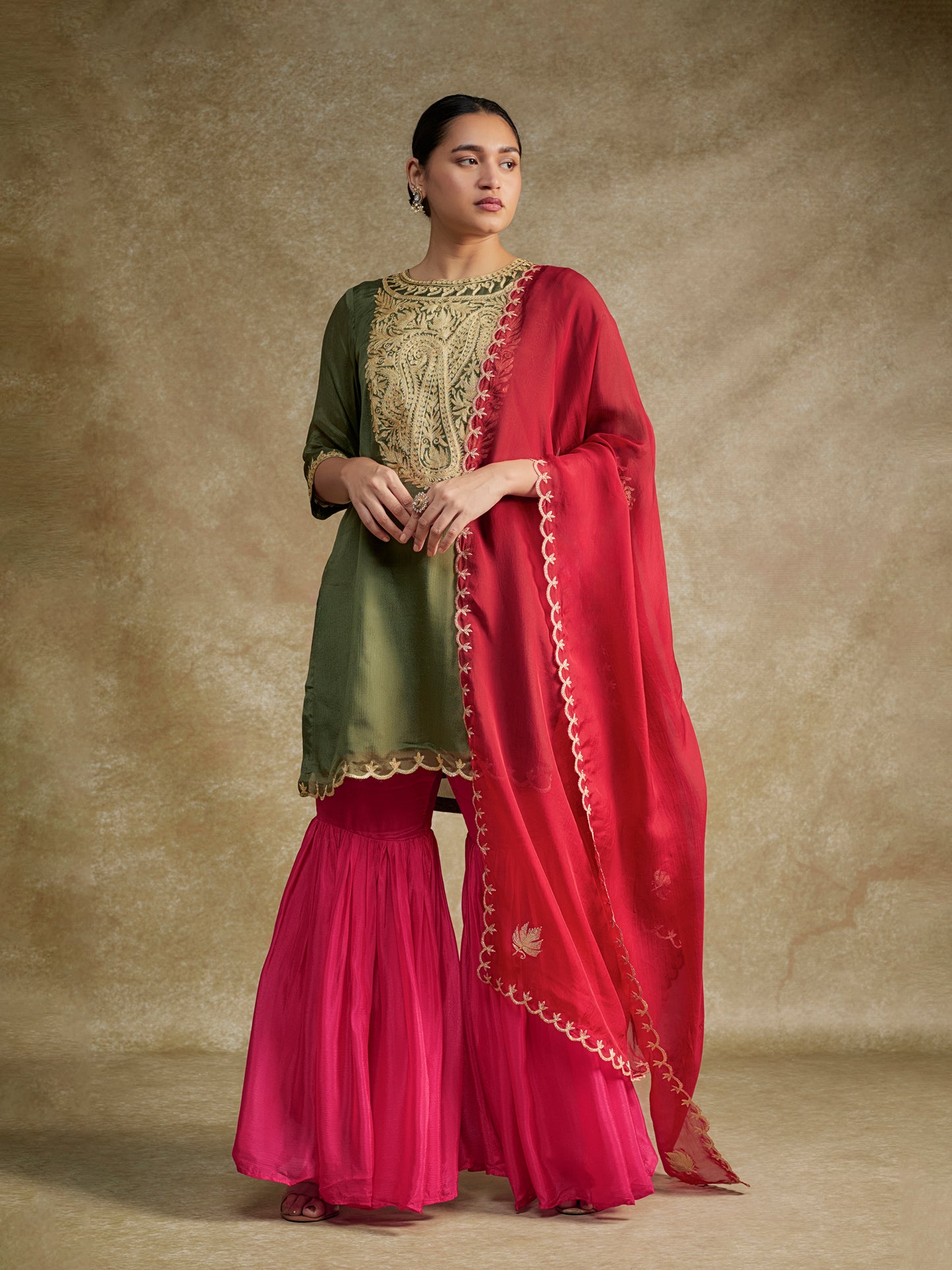 Rang Hot Pink Sharara Suit Set