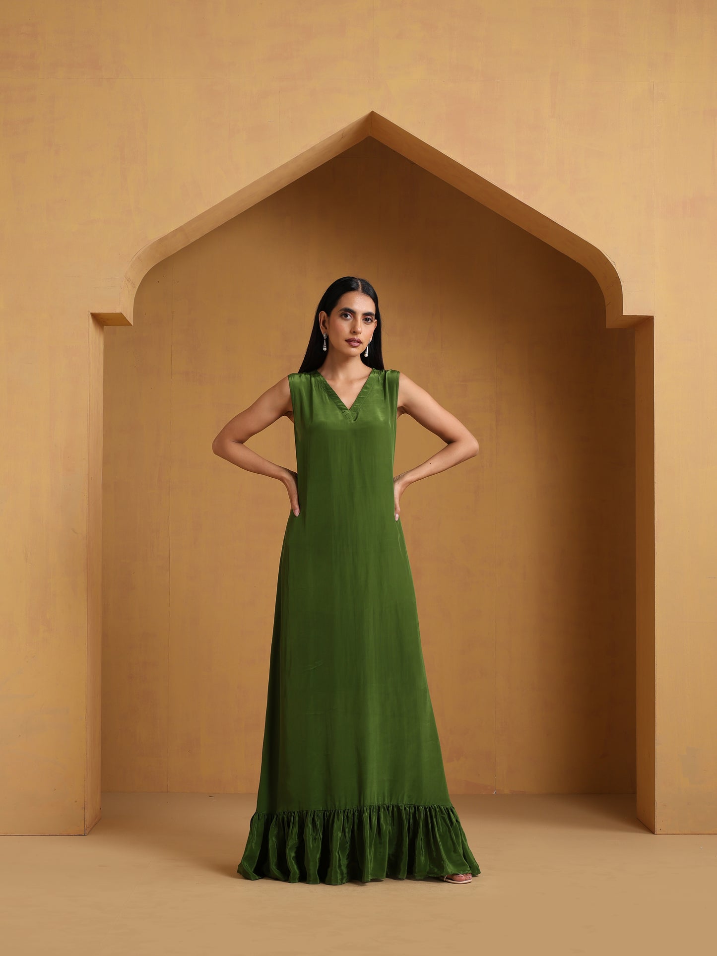 Sehar Green & White Abaya