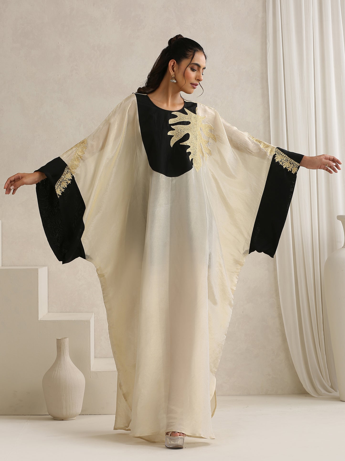 Nargis Kashmiri Embroidered Silk Abaya with Sheila