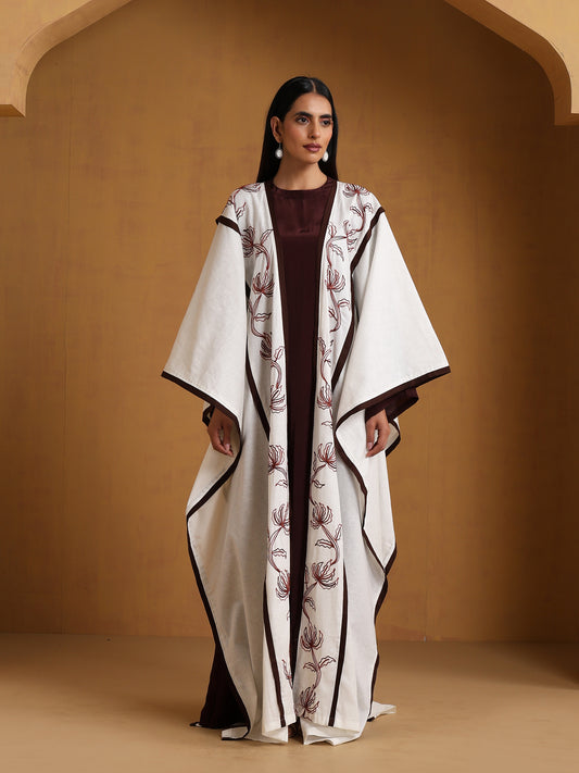 Sehar Brown & White Abaya