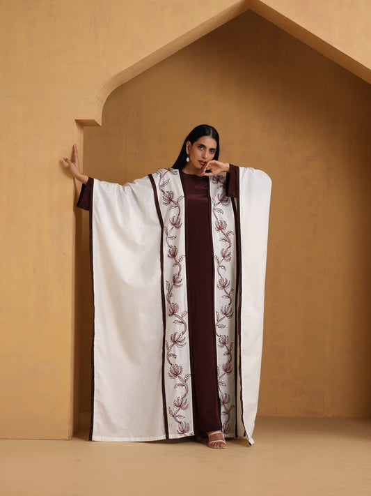 Sehar Brown & White Abaya
