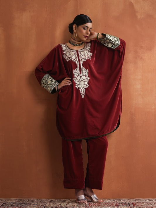 Nishat Rust Velvet Pheran Set