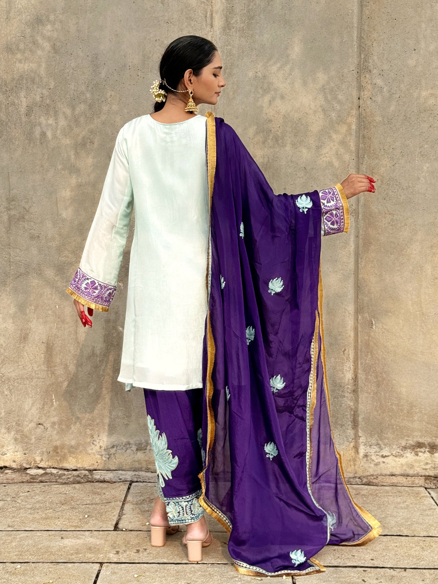 Rang Purple & Skyblue Suit Set