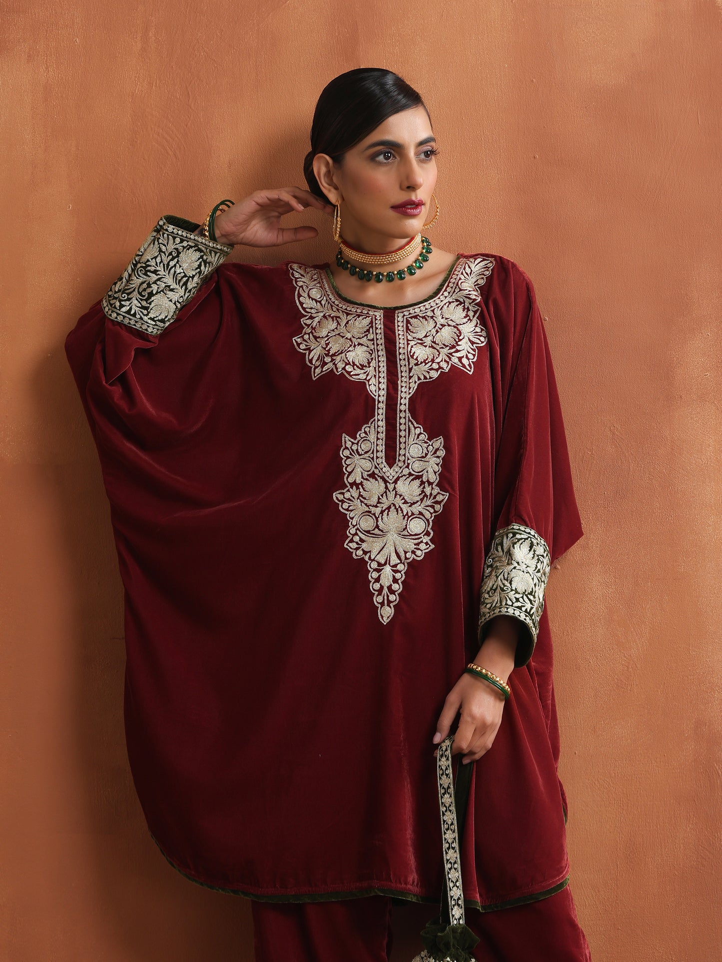 Nishat Rust Velvet Pheran Set