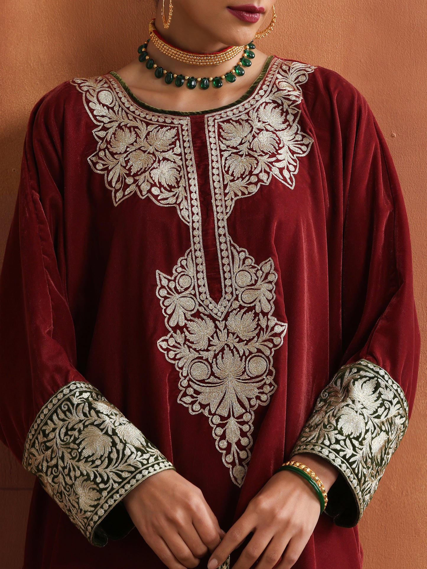 Nishat Rust Velvet Pheran Set