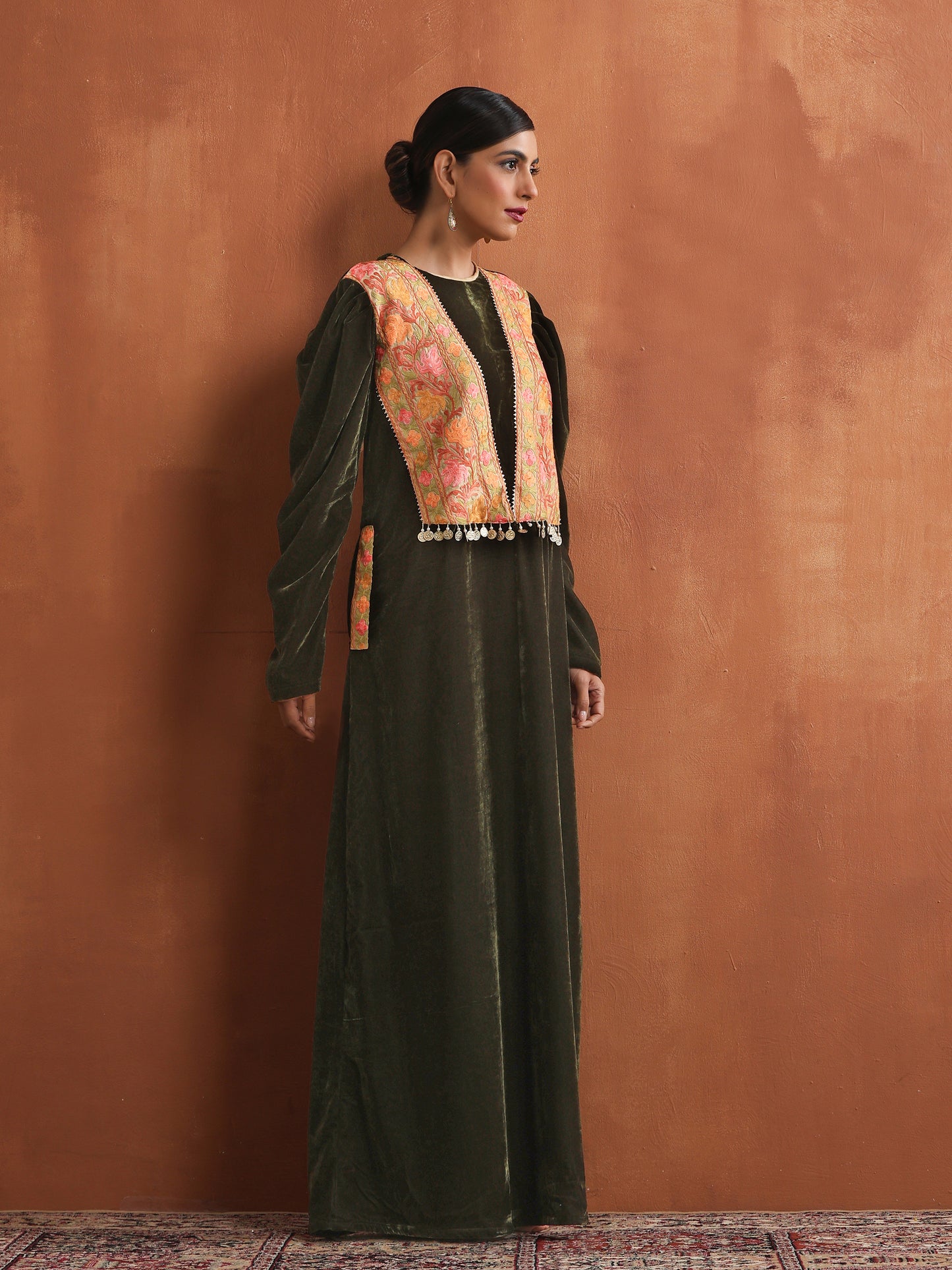 Nishat Mehandi Green Long Dress