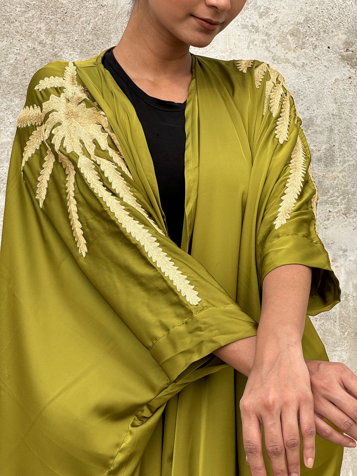 Rang Mehandi Green Abaya