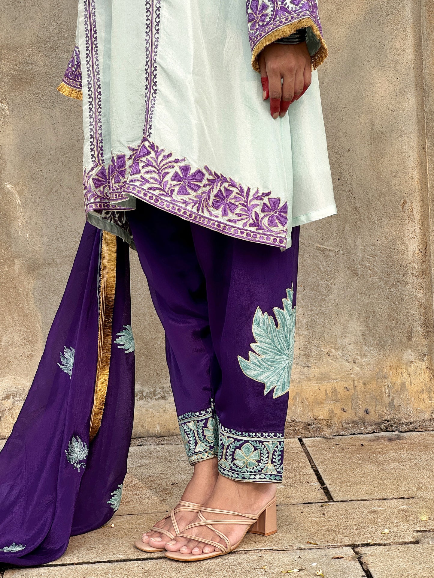 Rang Purple & Skyblue Suit Set