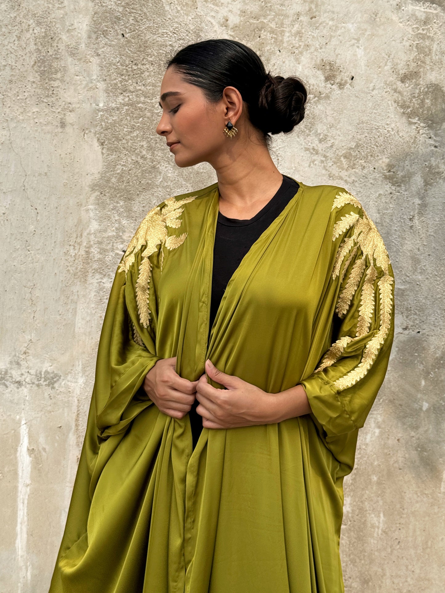 Rang Mehandi Green Abaya