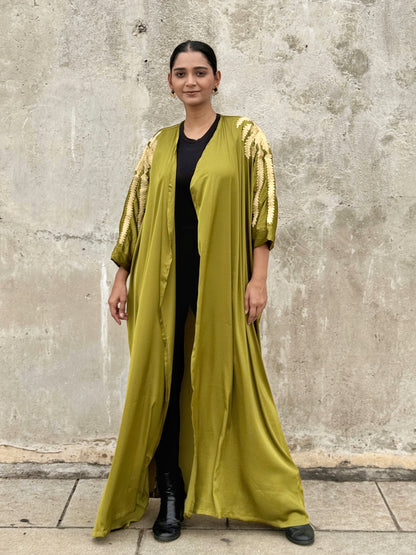 Rang Mehandi Green Abaya