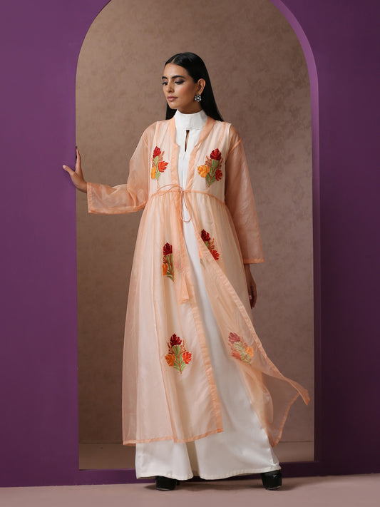 Bahaar Organza Peach Cape