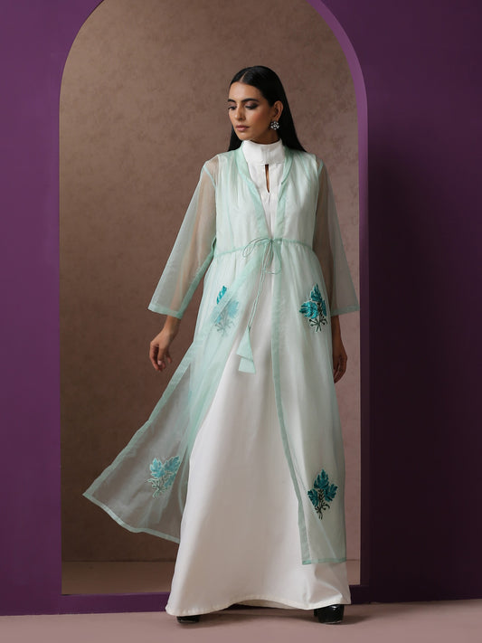 Bahaar Organza Sky Blue Cape