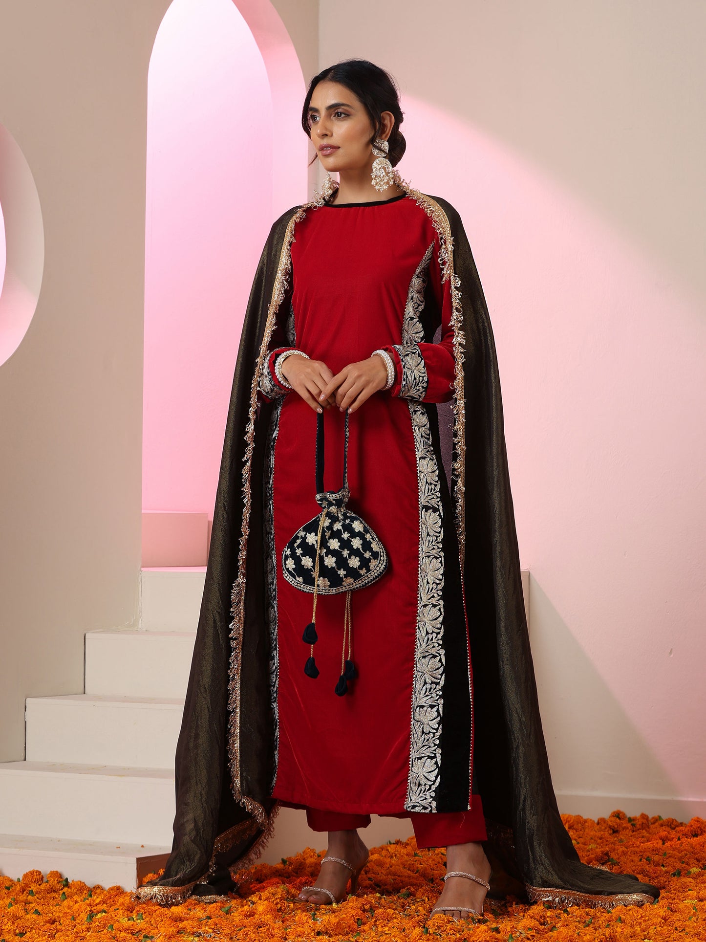 Nishat Red & Black Suit Set