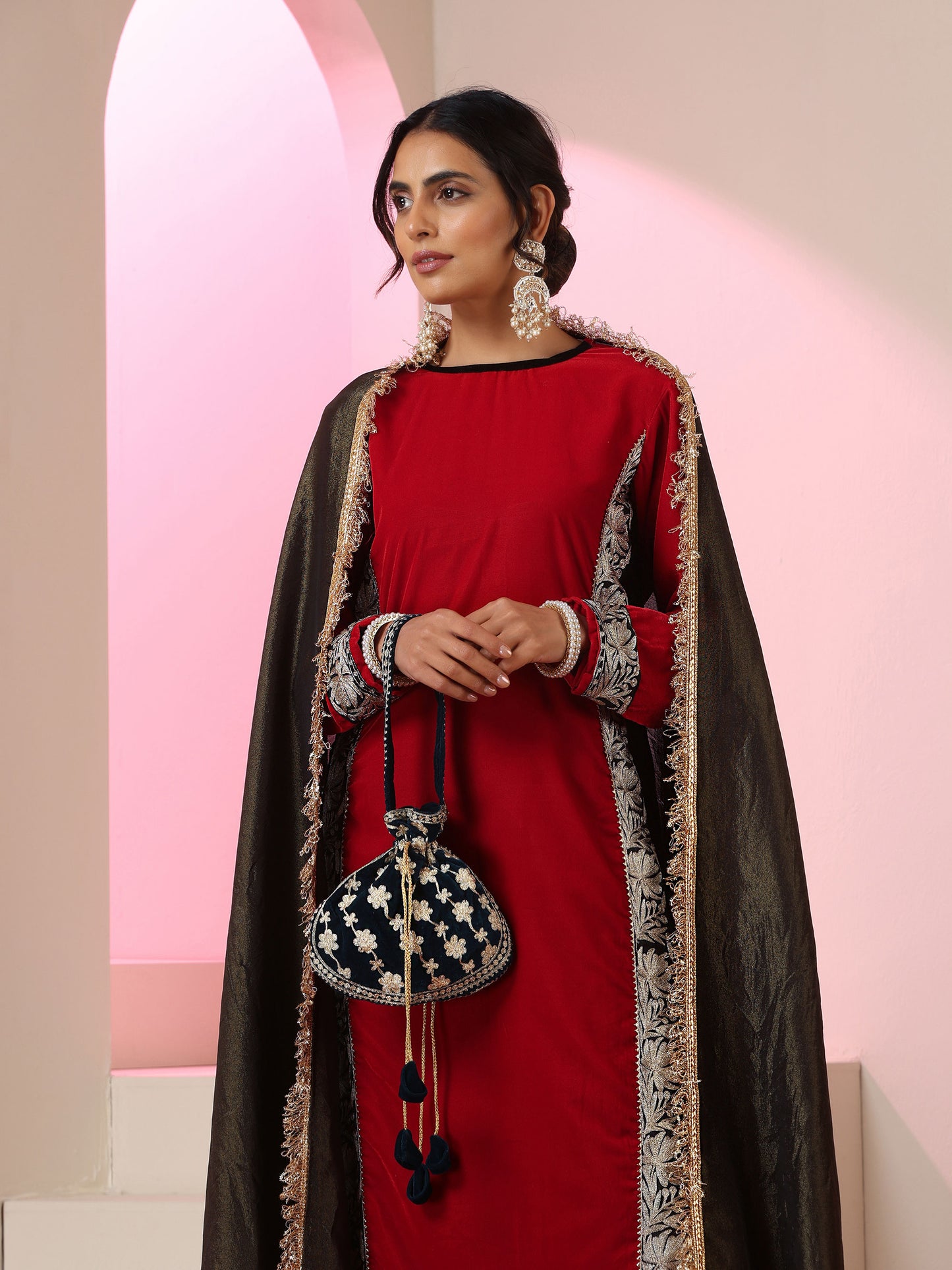 Nishat Red & Black Suit Set